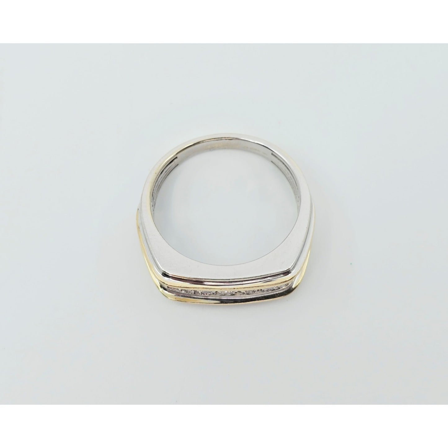 14K Two Tone Gold Channel Set Five Stone Diamond Men's Ring