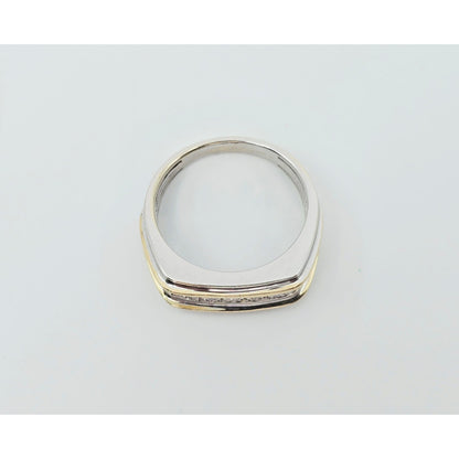 14K Two Tone Gold Channel Set Five Stone Diamond Men's Ring