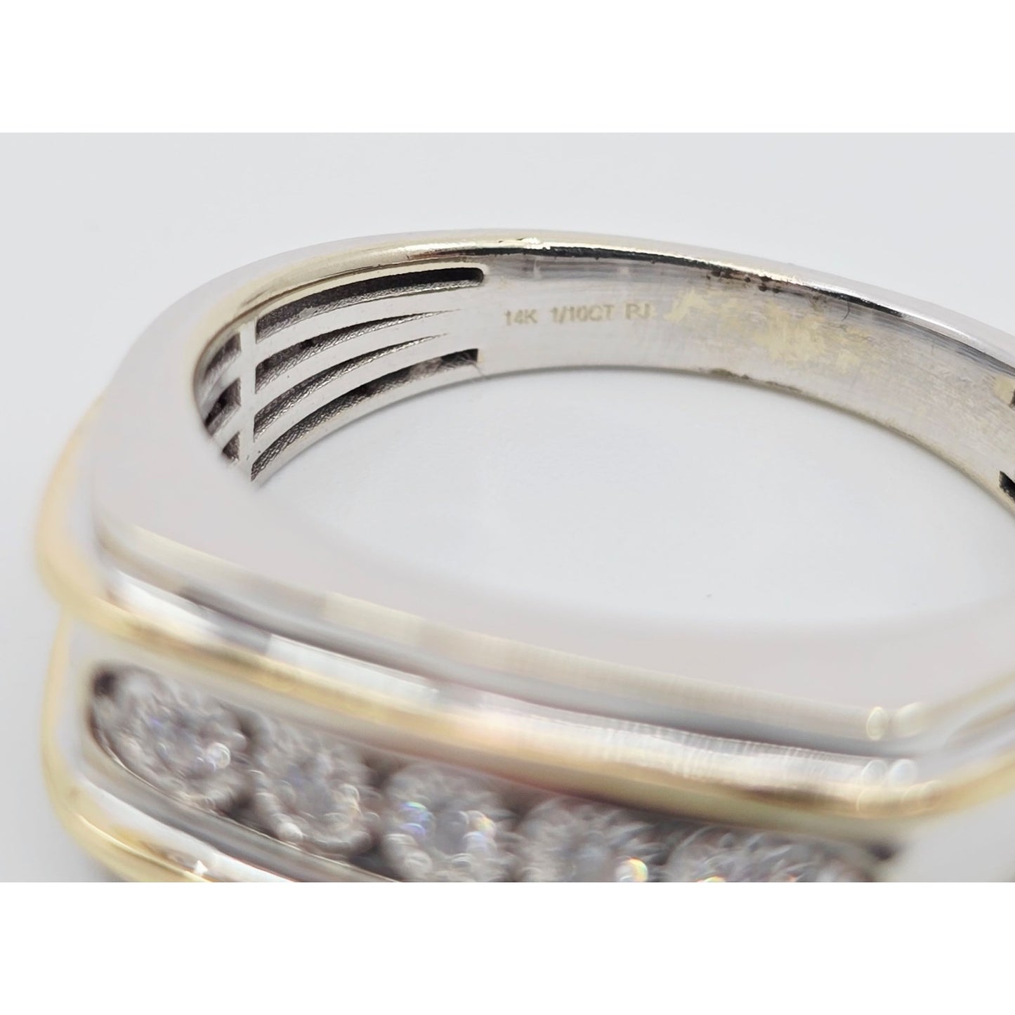 14K Two Tone Gold Channel Set Five Stone Diamond Men's Ring