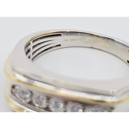 14K Two Tone Gold Channel Set Five Stone Diamond Men's Ring