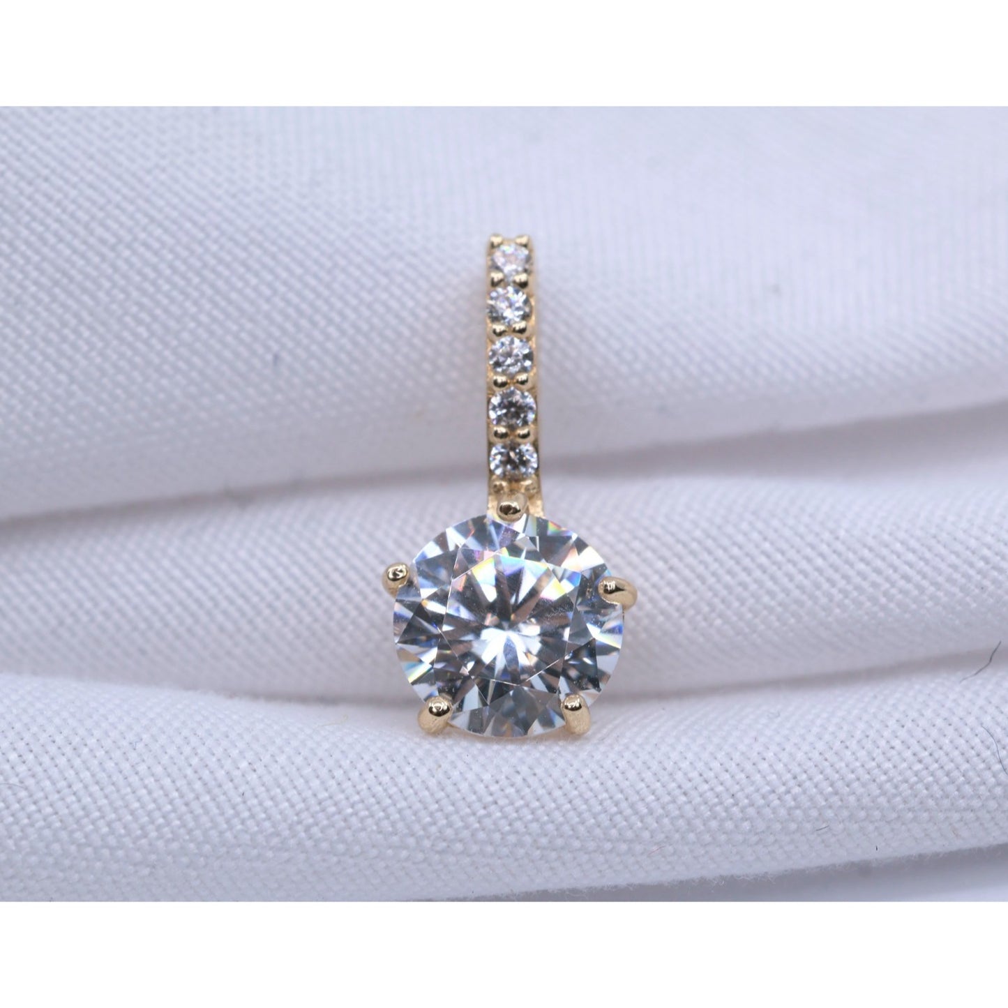 14K Yellow Gold Drop Dangle CZ Charm Pendant