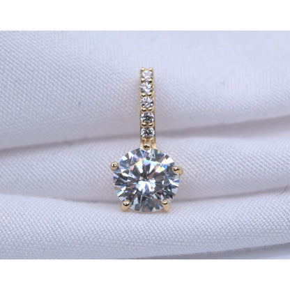 14K Yellow Gold Drop Dangle CZ Charm Pendant