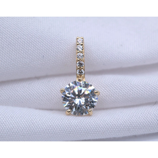 14K Yellow Gold Drop Dangle CZ Charm Pendant