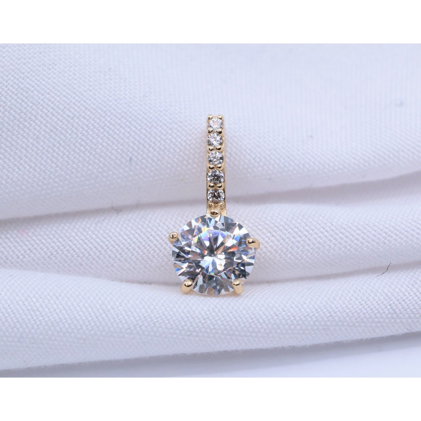14K Yellow Gold Drop Dangle CZ Charm Pendant