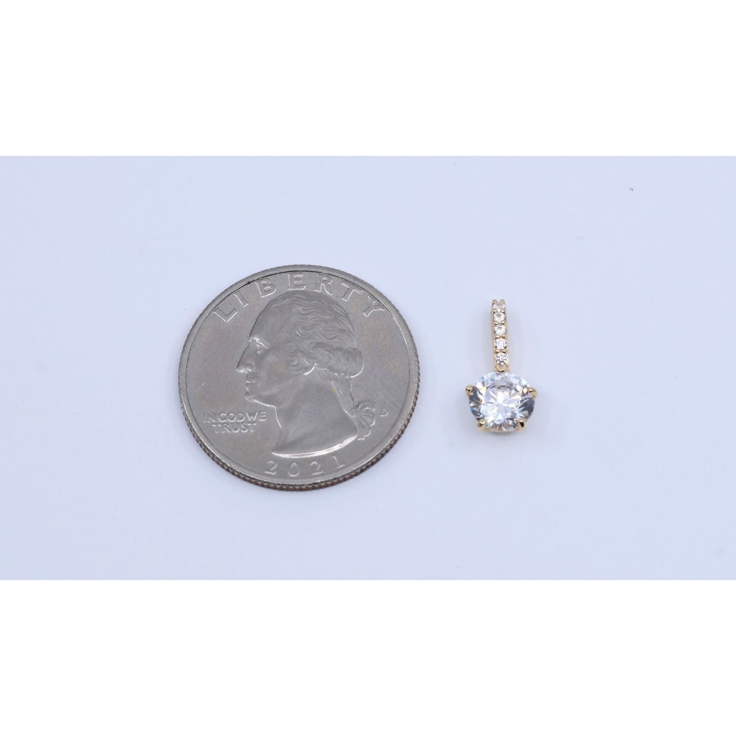 14K Yellow Gold Drop Dangle CZ Charm Pendant