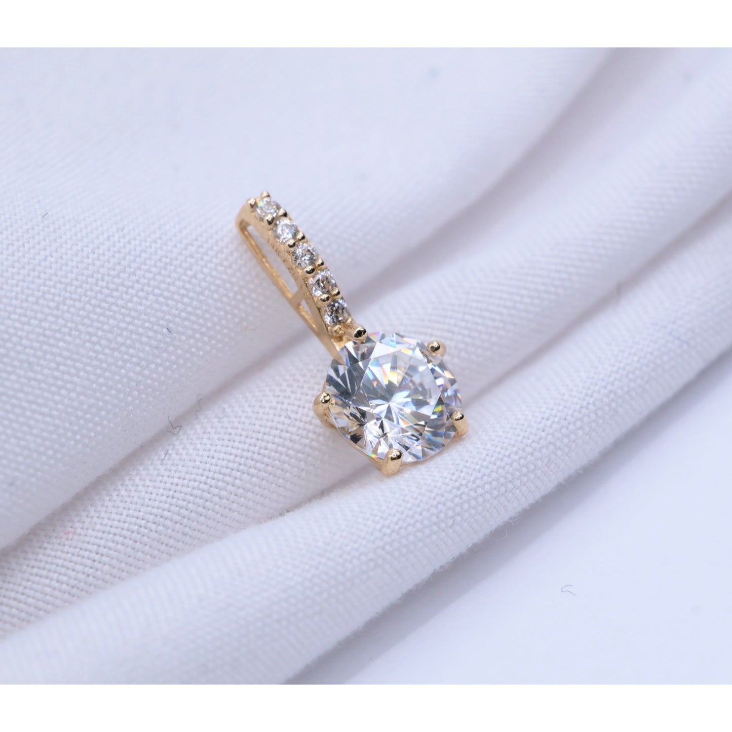 14K Yellow Gold Drop Dangle CZ Charm Pendant