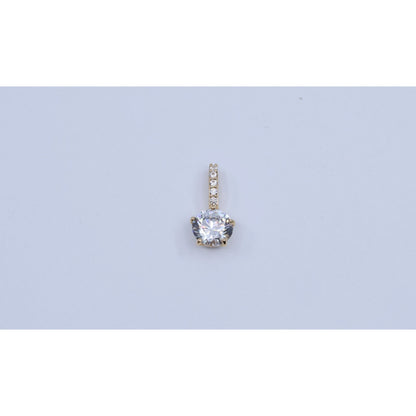 14K Yellow Gold Drop Dangle CZ Charm Pendant