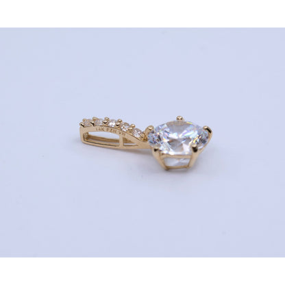 14K Yellow Gold Drop Dangle CZ Charm Pendant