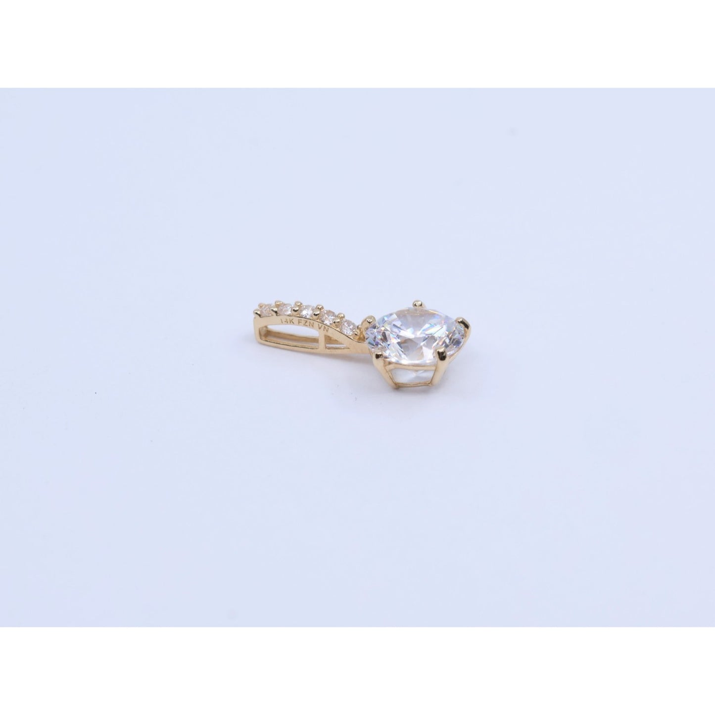 14K Yellow Gold Drop Dangle CZ Charm Pendant