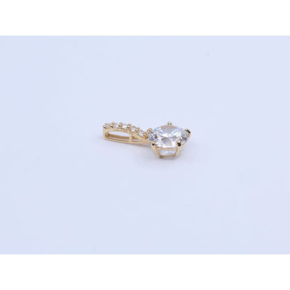 14K Yellow Gold Drop Dangle CZ Charm Pendant