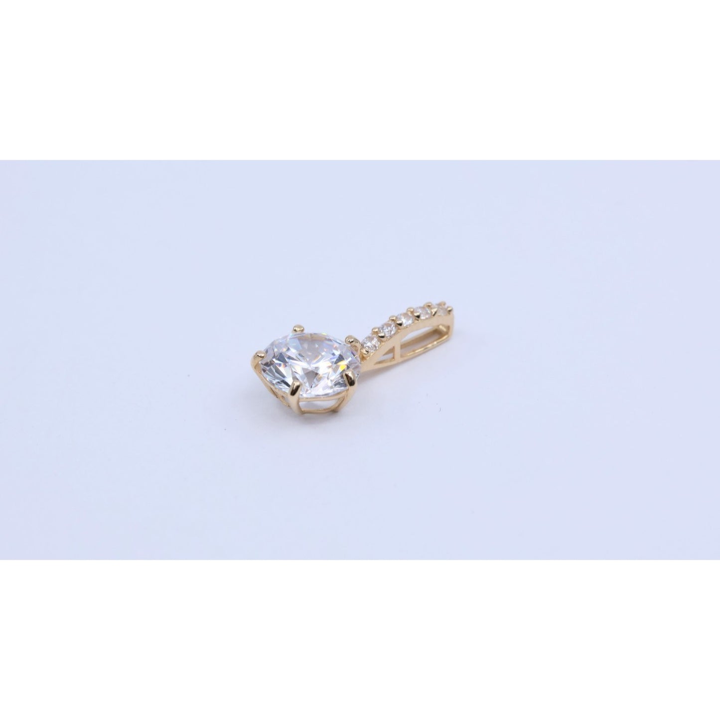 14K Yellow Gold Drop Dangle CZ Charm Pendant