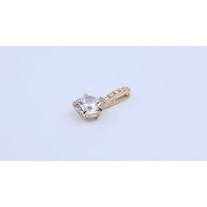 14K Yellow Gold Drop Dangle CZ Charm Pendant