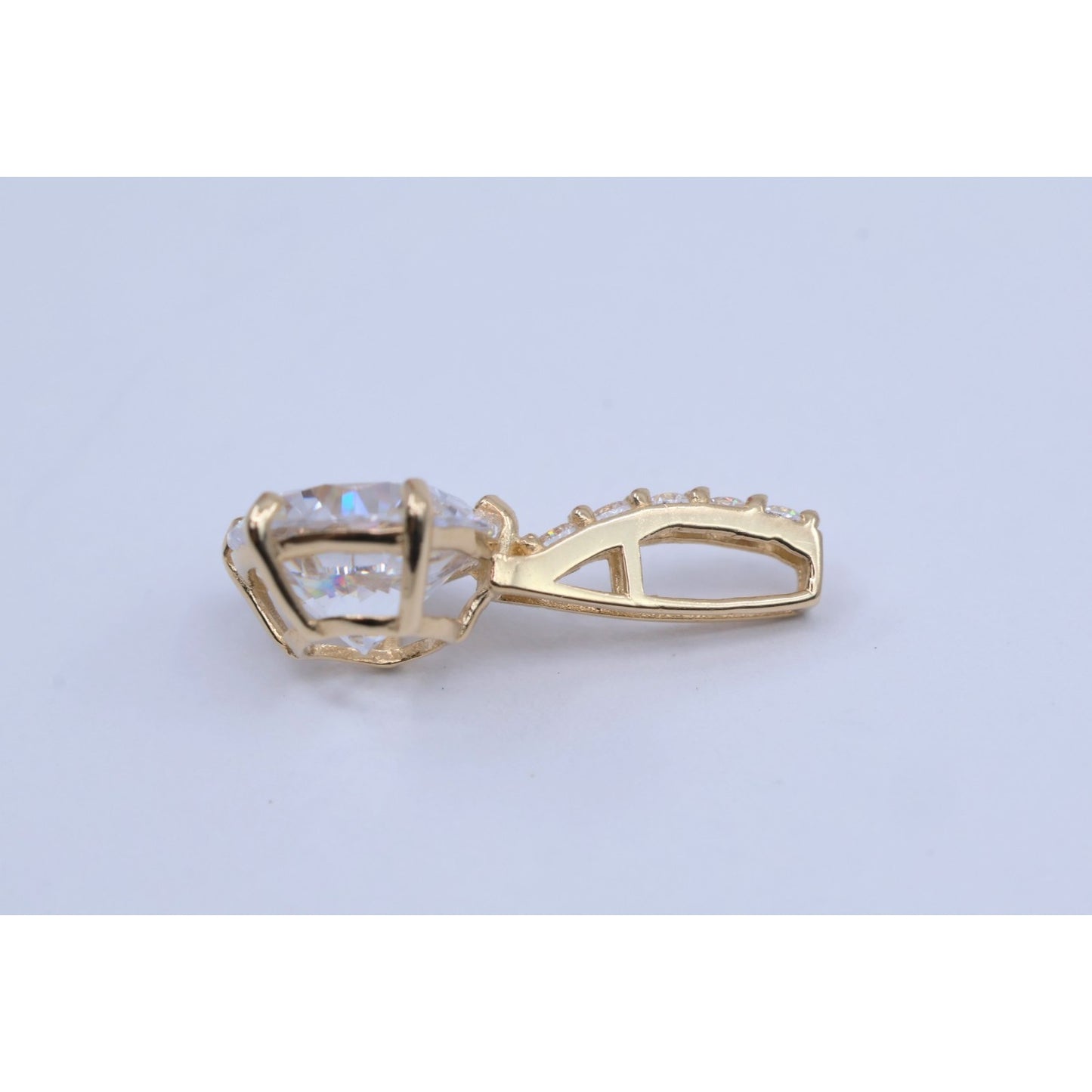 14K Yellow Gold Drop Dangle CZ Charm Pendant