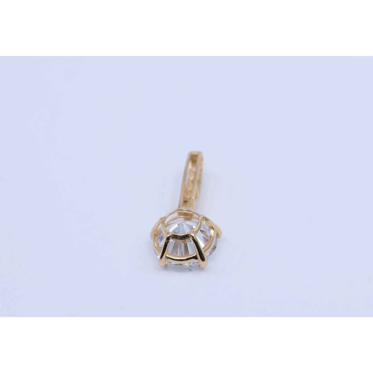 14K Yellow Gold Drop Dangle CZ Charm Pendant