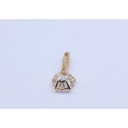 14K Yellow Gold Drop Dangle CZ Charm Pendant