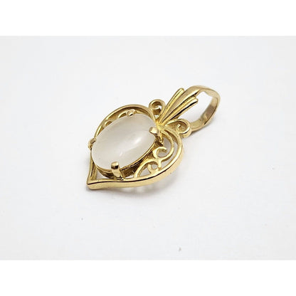 18K Yellow Gold Heart Moonstone Charm Pendant