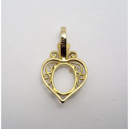 18K Yellow Gold Heart Moonstone Charm Pendant