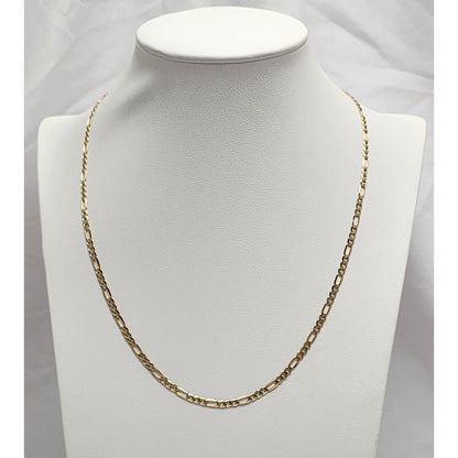 14K Two Tone Gold Diamond Cut Figaro Link Chain Necklace