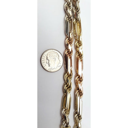 10K Two Tone Gold Designer Figarope Chain Necklace