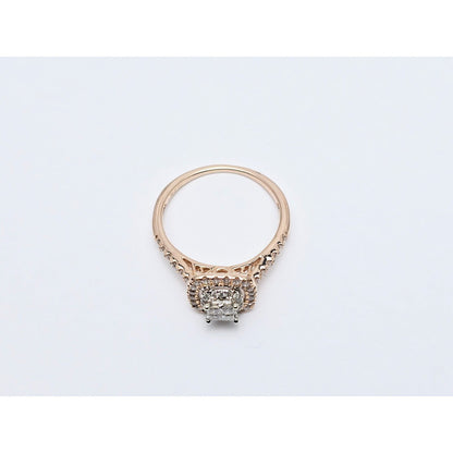 14K Two Tone Gold Double Halo Diamond Engagement Ring