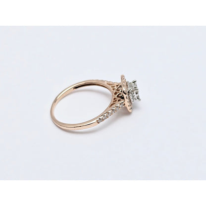 14K Two Tone Gold Double Halo Diamond Engagement Ring