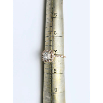 14K Two Tone Gold Double Halo Diamond Engagement Ring