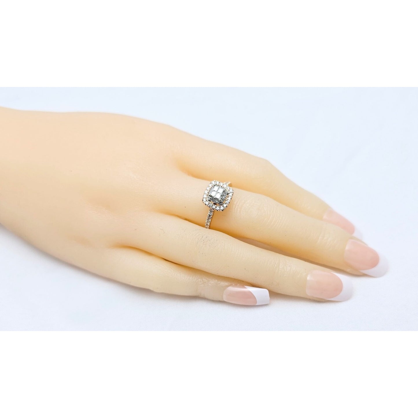 14K Two Tone Gold Double Halo Diamond Engagement Ring