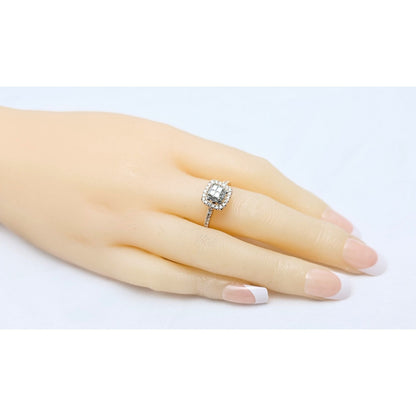 14K Two Tone Gold Double Halo Diamond Engagement Ring