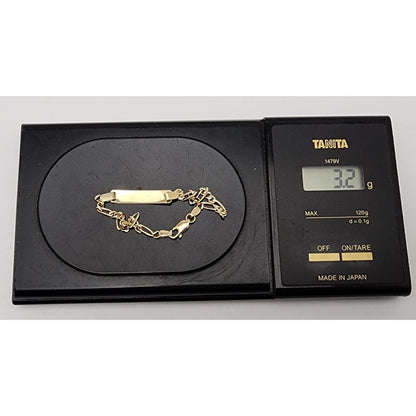 14K Solid Yellow Gold Link ID Bracelet