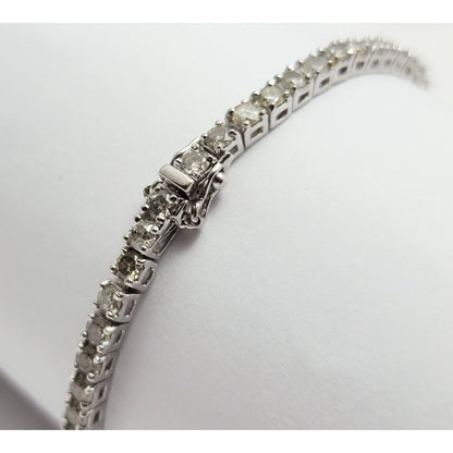 14K Solid White Gold Round Cut Diamond Tennis Link Bracelet