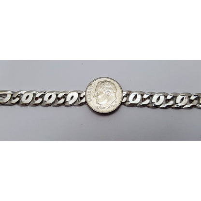 10K Solid White Gold Fancy Figaro Link Bracelet