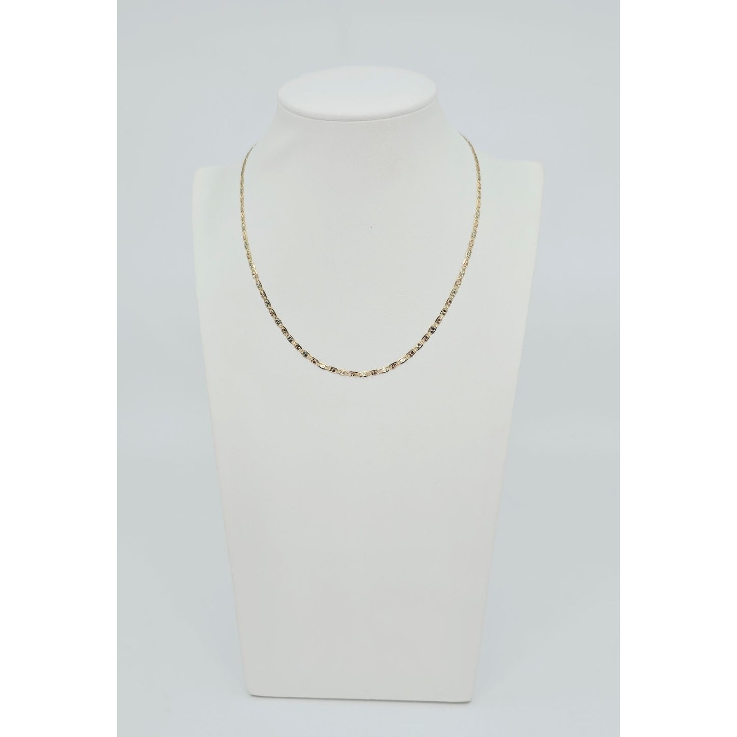 14K Tri Tone Gold Diamond Cut Valentino Link Chain Necklace