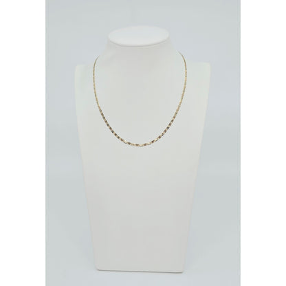 14K Tri Tone Gold Diamond Cut Valentino Link Chain Necklace