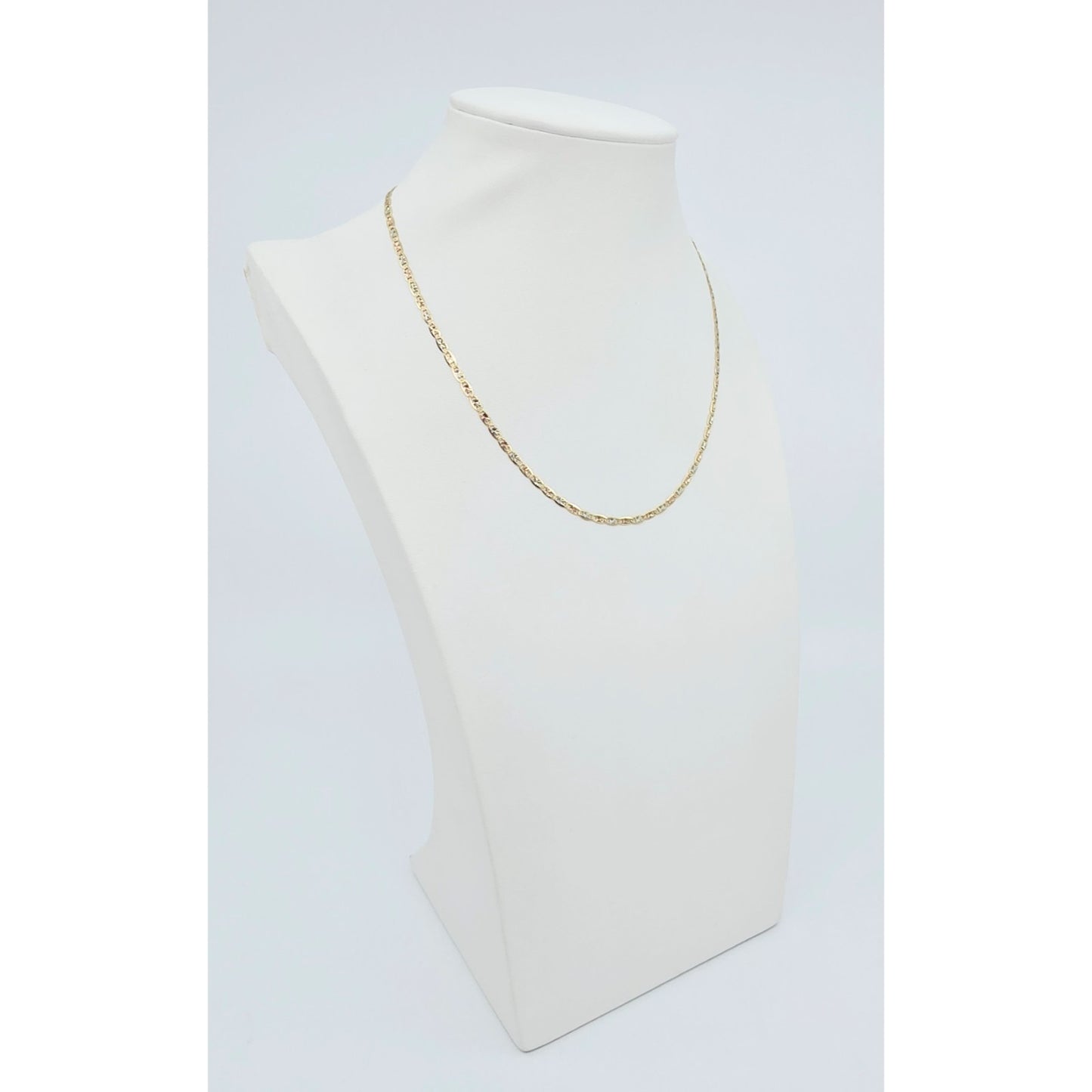 14K Tri Tone Gold Diamond Cut Valentino Link Chain Necklace