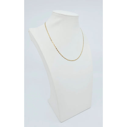 14K Tri Tone Gold Diamond Cut Valentino Link Chain Necklace