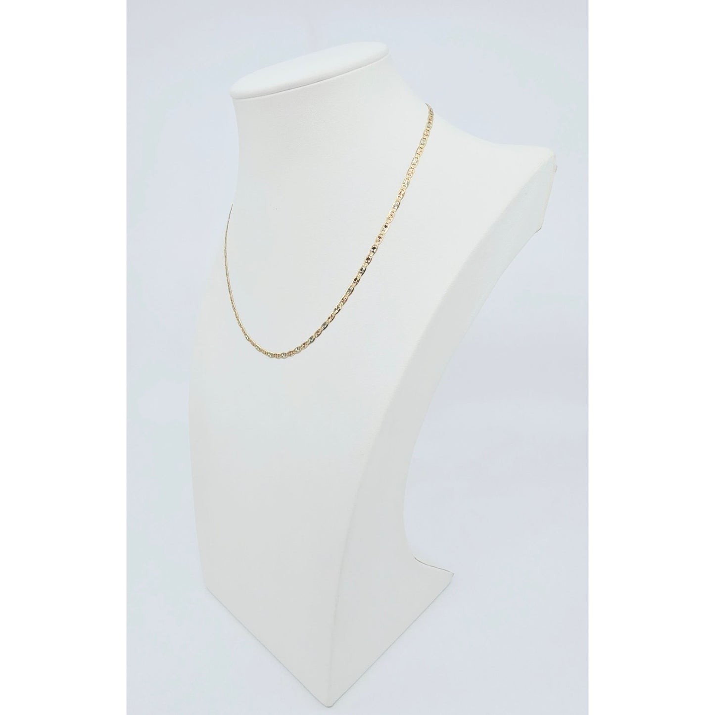14K Tri Tone Gold Diamond Cut Valentino Link Chain Necklace