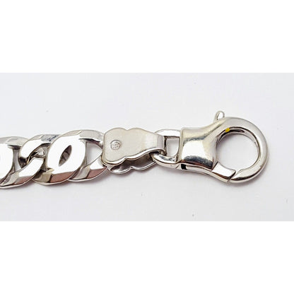 10K Solid White Gold Fancy Figaro Link Bracelet