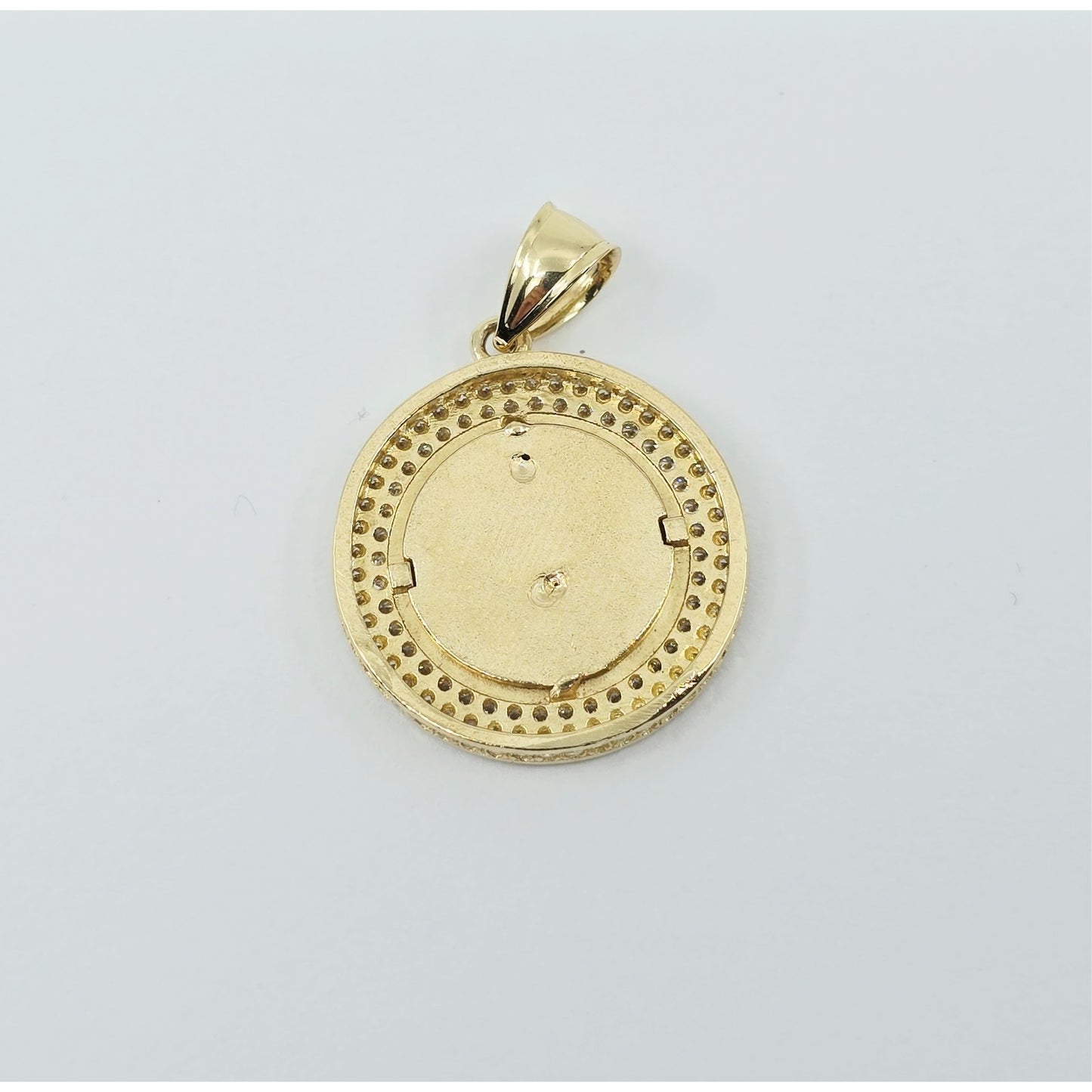 14K Yellow Gold Round Cross CZ Pendant Charm