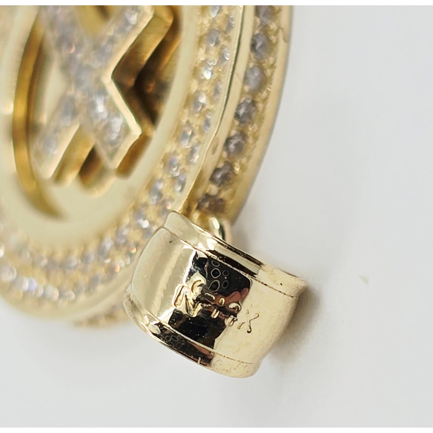 14K Yellow Gold Round Cross CZ Pendant Charm