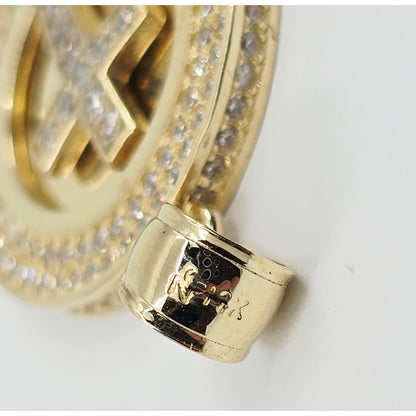 14K Yellow Gold Round Cross CZ Pendant Charm