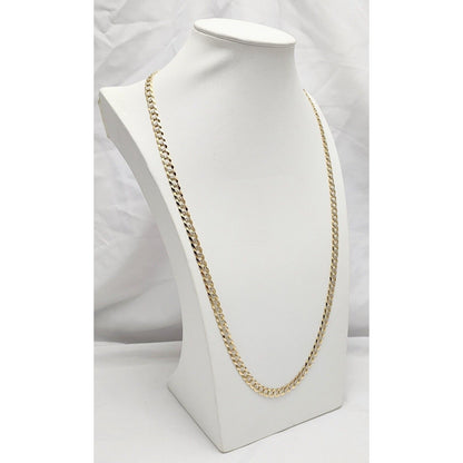 10K Two Tone Gold Diamond Cut Curb Link Chain Necklace