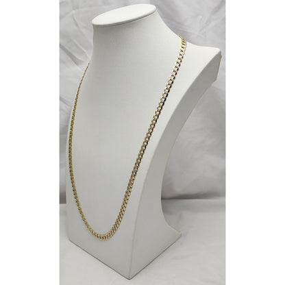 10K Two Tone Gold Diamond Cut Curb Link Chain Necklace