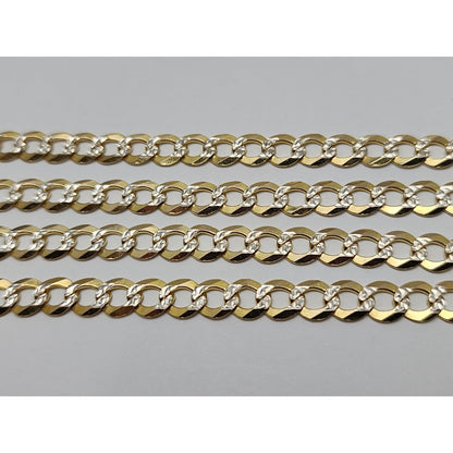 10K Two Tone Gold Diamond Cut Curb Link Chain Necklace