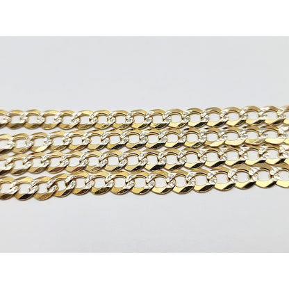 10K Two Tone Gold Diamond Cut Curb Link Chain Necklace