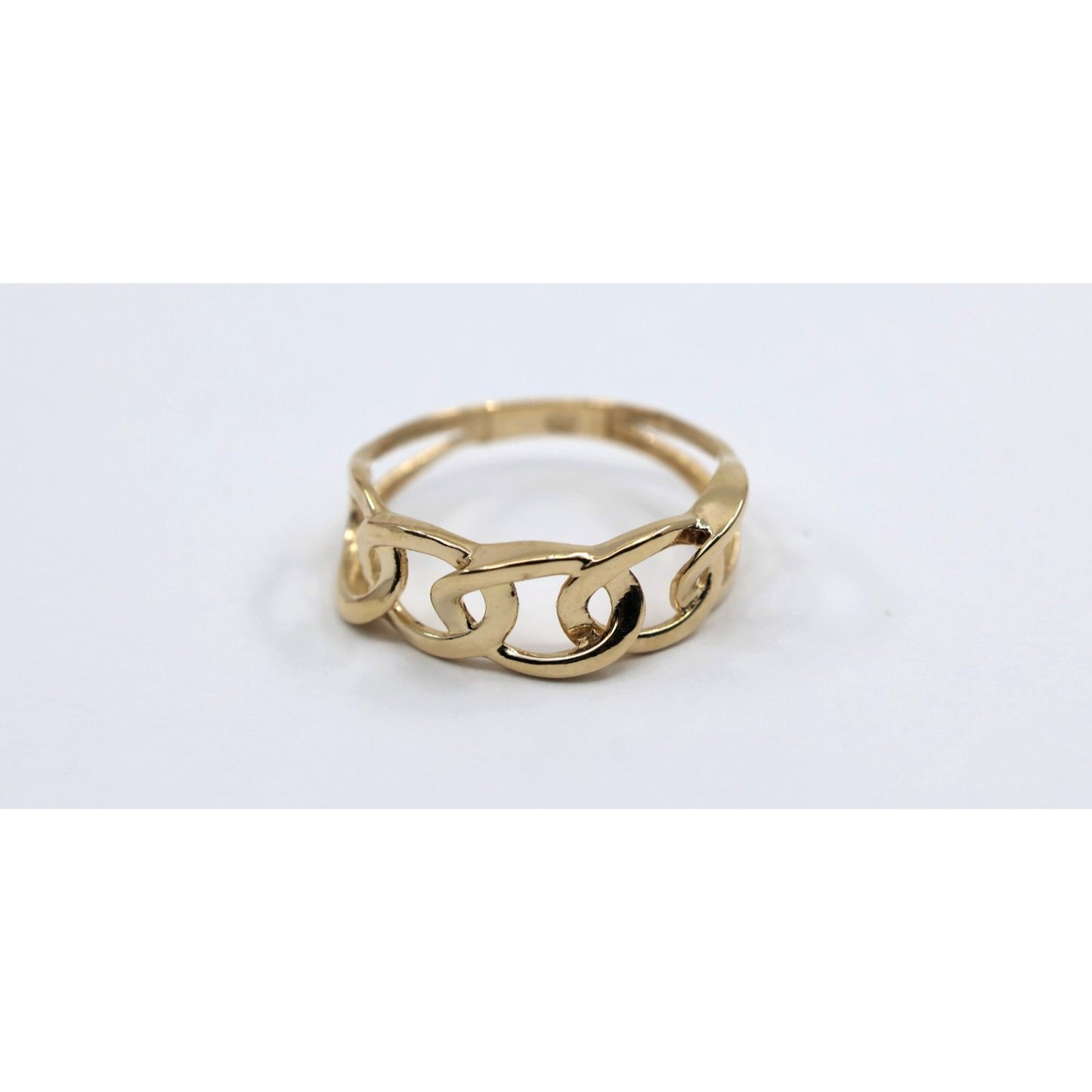 14K Yellow Gold Open Cuban Curb Link Chain Statement Ring