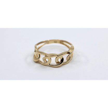 14K Yellow Gold Open Cuban Curb Link Chain Statement Ring