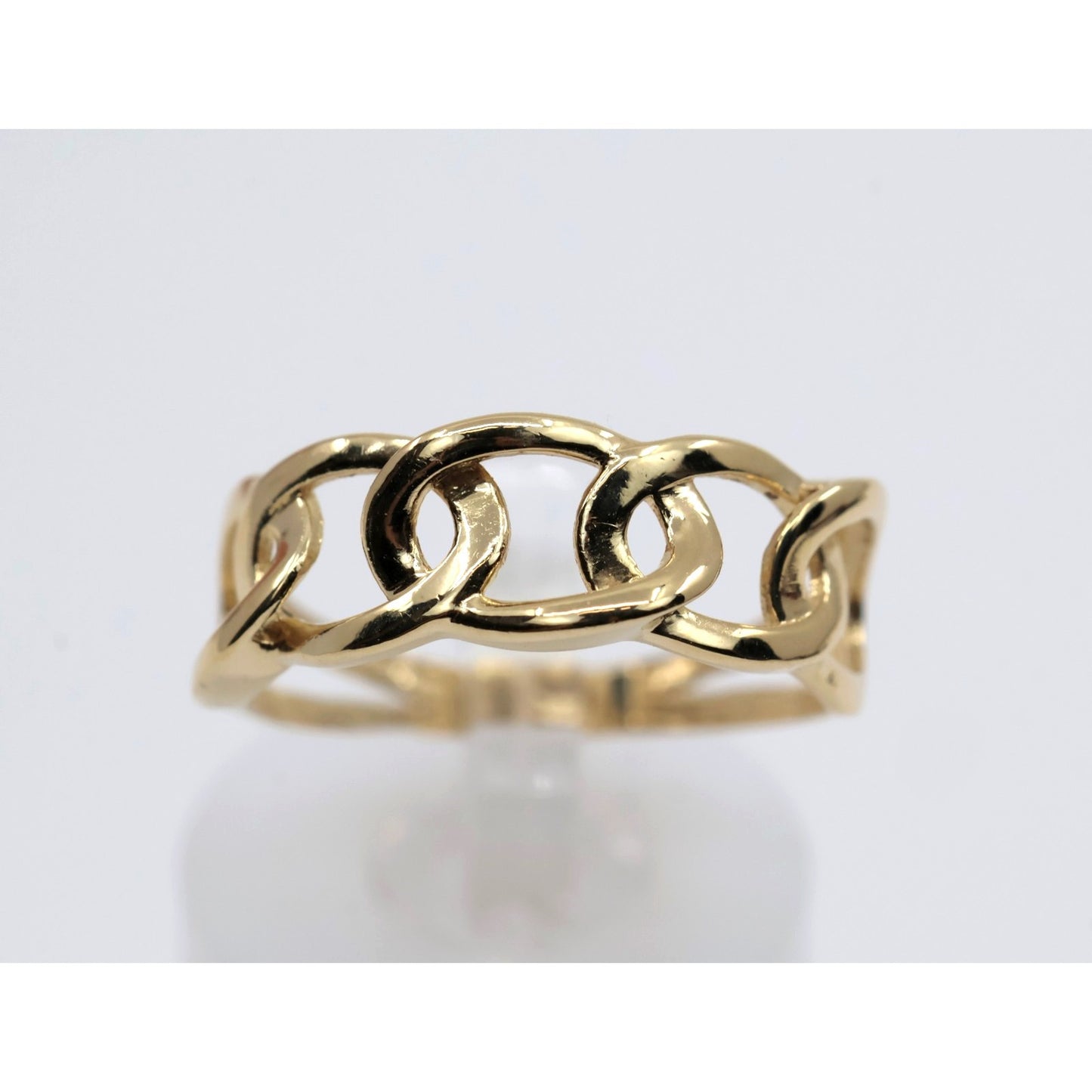 14K Yellow Gold Open Cuban Curb Link Chain Statement Ring