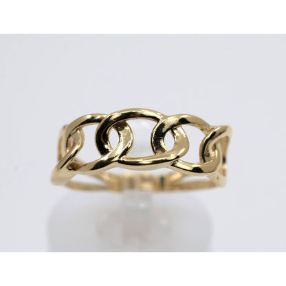 14K Yellow Gold Open Cuban Curb Link Chain Statement Ring