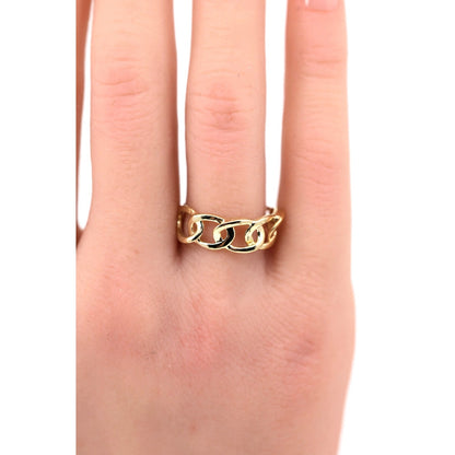 14K Yellow Gold Open Cuban Curb Link Chain Statement Ring