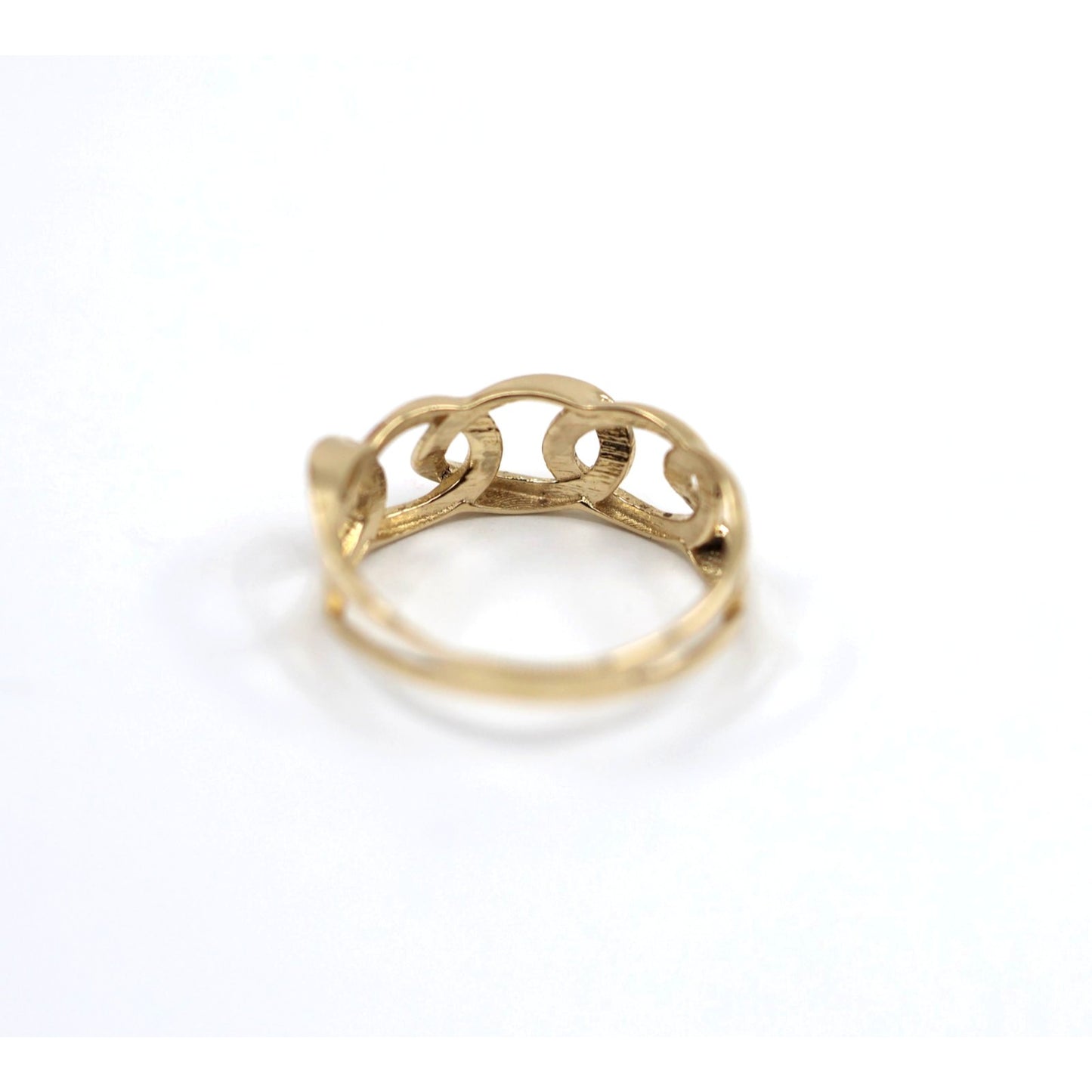 14K Yellow Gold Open Cuban Curb Link Chain Statement Ring